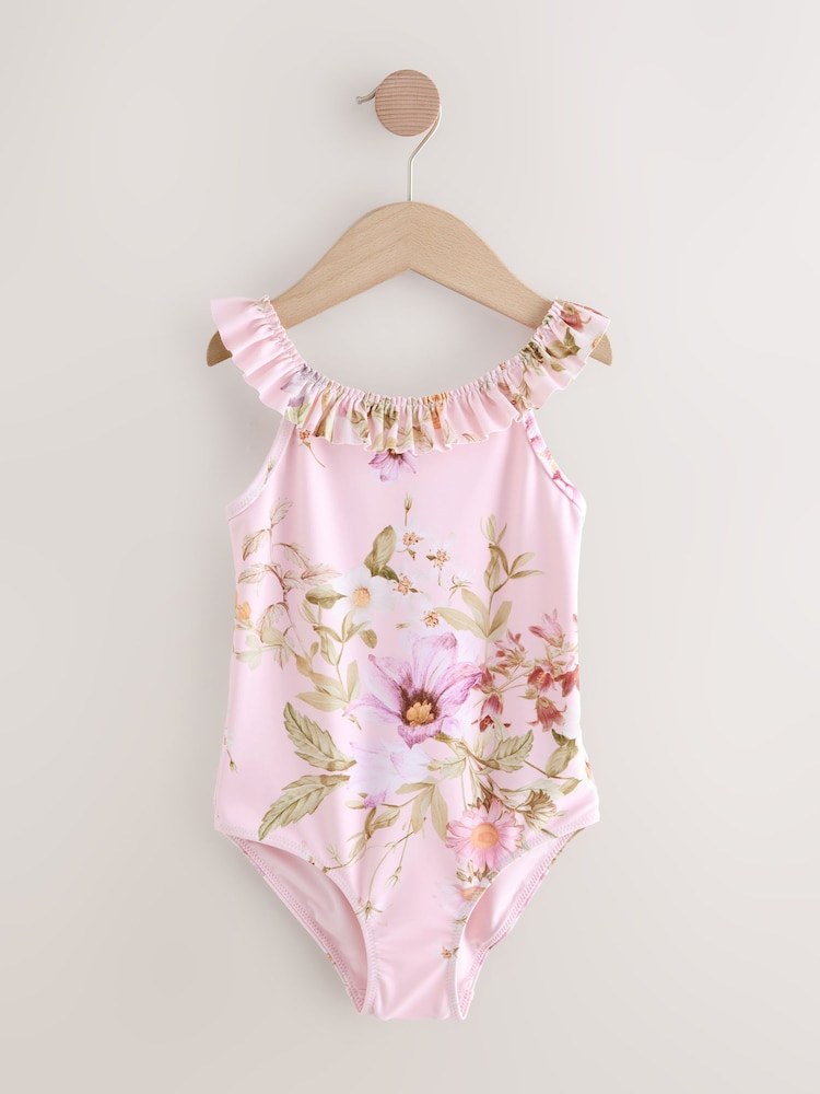 Pink Floral Frill Swimsuit (3-16yrs) - Image 5 of 8