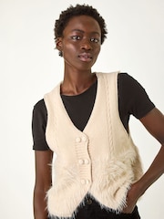 Roman Natural Tassle Faux Fur Gilet - Image 4 of 4