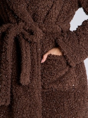 Boux Avenue Borg Christmas Reindeer Brown Dressing Gown - Image 6 of 6