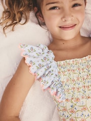 Imprimé mosaïque bleu - Maillot de bain à manches volantées (3-16 ans) - Image 7 de 7