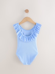 Blue Textured Frill Swimsuit (3-16yrs) - Image 5 of 7