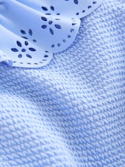 Blue Textured Frill Swimsuit (3-16yrs) - Image 6 of 7