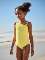 Yellow One Shoulder Textured Swimsuit (3-16yrs) - Image 1 of 4