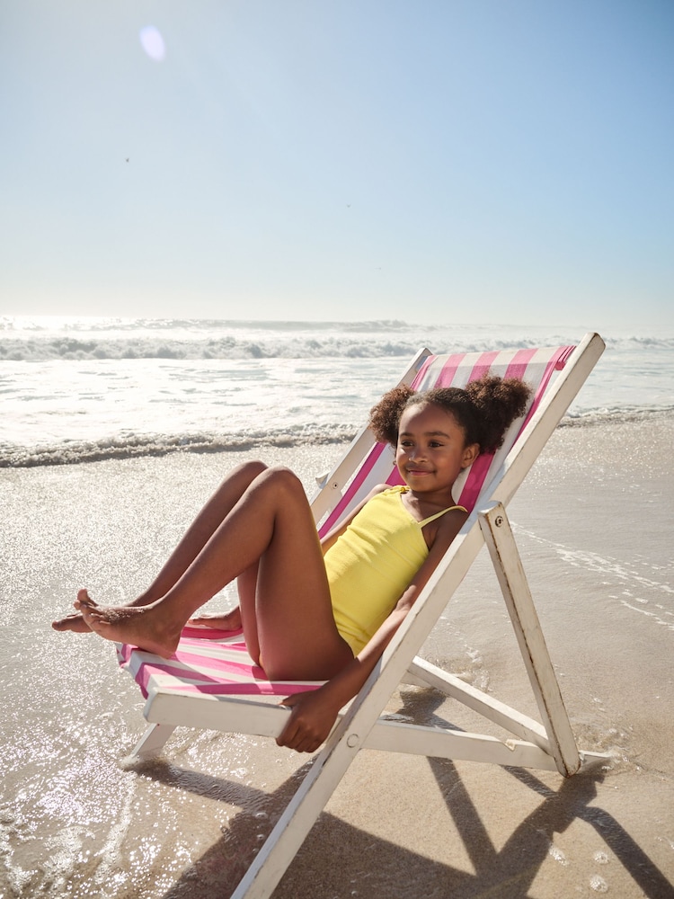 Yellow One Shoulder Textured Swimsuit (3-16yrs) - Image 2 of 4
