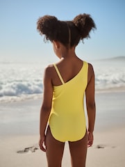 Yellow One Shoulder Textured Swimsuit (3-16yrs) - Image 3 of 4