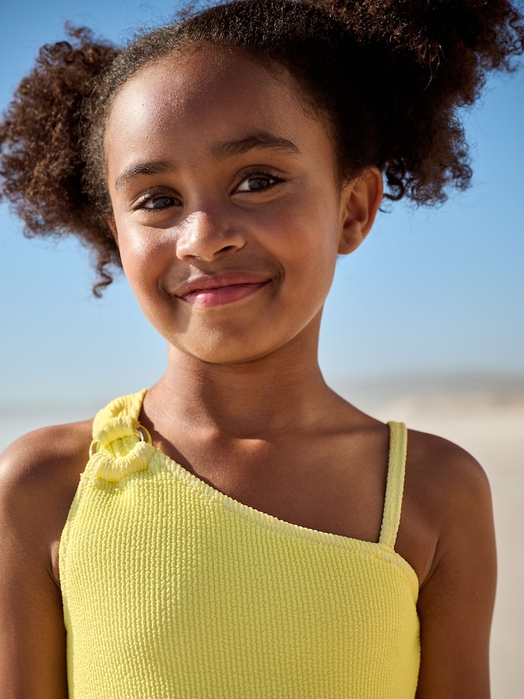 Yellow One Shoulder Textured Swimsuit (3-16yrs) - Image 4 of 4