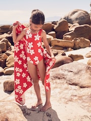 Red/White Floral Towel and Swimsuit Set 2 Piece (3-16yrs) - Image 1 of 10