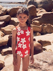 Red/White Floral Towel and Swimsuit Set 2 Piece (3-16yrs) - Image 4 of 10