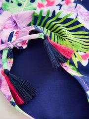 Purple/Navy Tropical Frill Swimsuit (3-16yrs) - Image 7 of 8