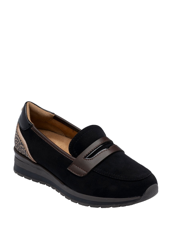 Lotus Black Wedge Loafer Shoes - Image 1 of 4 Lotus Black Wedge Loafer Shoes - Image 1 of 4