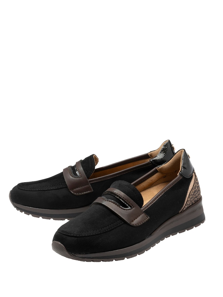 Lotus Black Wedge Loafer Shoes - Image 2 of 4 Lotus Black Wedge Loafer Shoes - Image 2 of 4