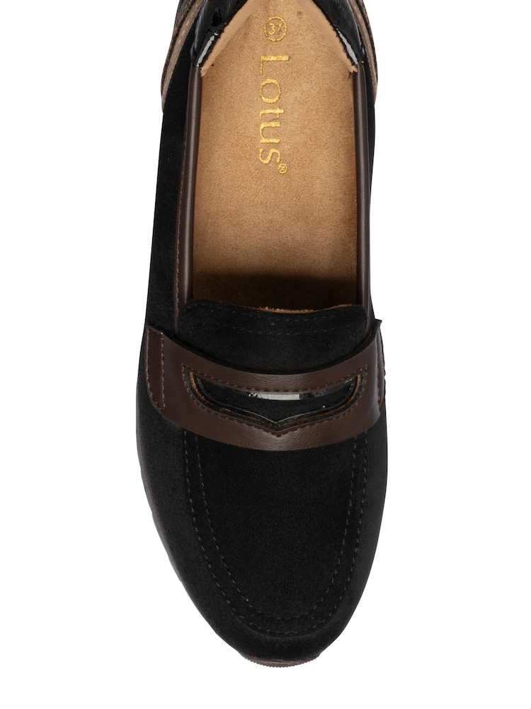 Lotus Black Wedge Loafer Shoes - Image 4 of 4 Lotus Black Wedge Loafer Shoes - Image 4 of 4