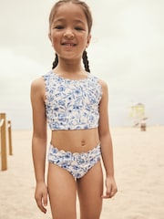 Blue Floral Scallop Bikini (3-16yrs) - Image 1 of 9