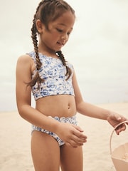 Blue Floral Scallop Bikini (3-16yrs) - Image 2 of 9