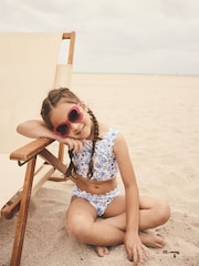 Blue Floral Scallop Bikini (3-16yrs) - Image 3 of 9