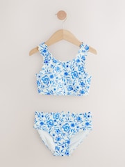 Blue Floral Scallop Bikini (3-16yrs) - Image 6 of 9