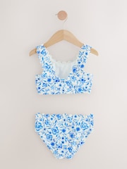 Blue Floral Scallop Bikini (3-16yrs) - Image 7 of 9
