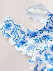Blue Floral Scallop Bikini (3-16yrs) - Image 8 of 9
