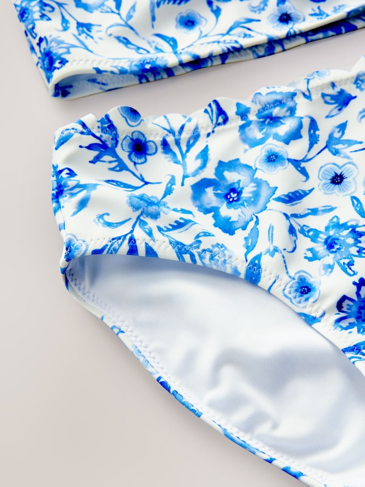 Blue Floral Scallop Bikini (3-16yrs) - Image 9 of 9