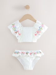 White Ruffle Embroidered Bikini (3-16yrs) - Image 5 of 8