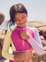 Multi Colourblock Long Sleeve Zip Front Bikini (3-16yrs) - Image 2 of 7