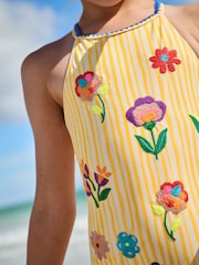 Yellow Stripe Embroidered Swimsuit (3-15yrs) - Image 3 of 5