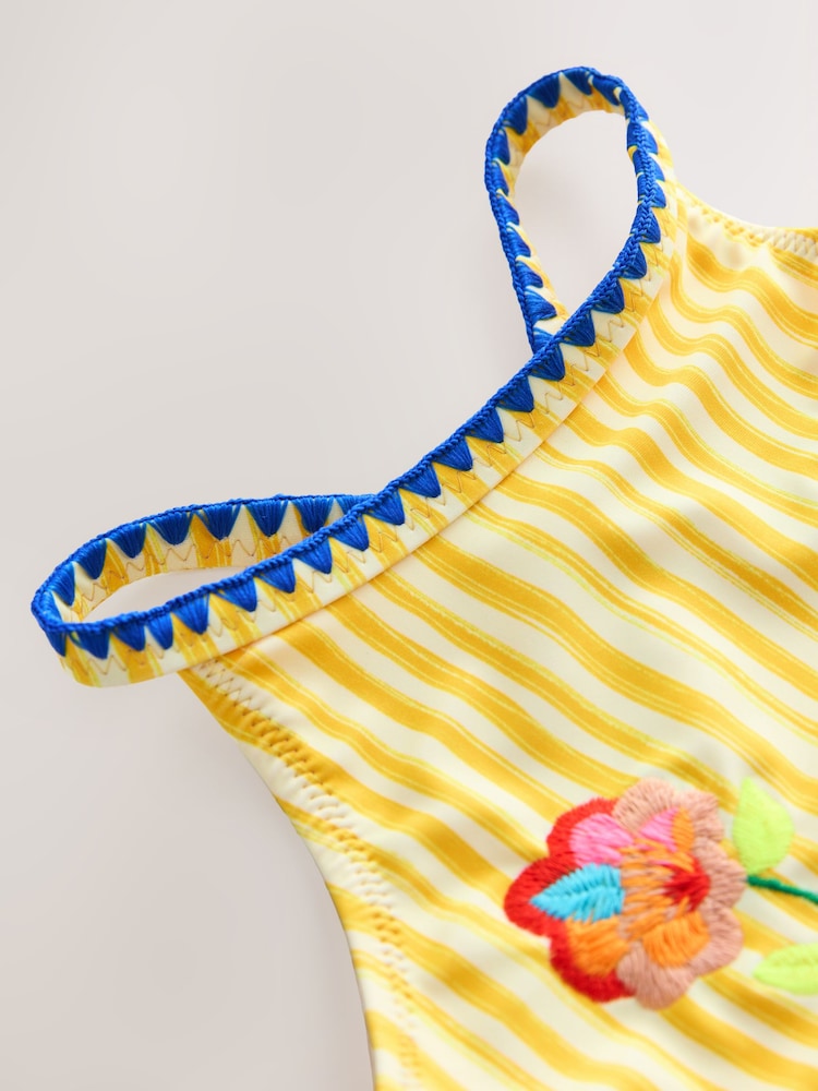 Yellow Stripe Embroidered Swimsuit (3-15yrs) - Image 5 of 5