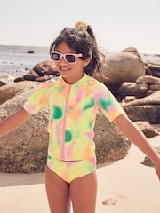 Yellow Tie Dye Bikini, Rash Vest And Scrunchie Swim Set (3-16yrs) - Image 4 of 11