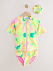 Yellow Tie Dye Bikini, Rash Vest And Scrunchie Swim Set (3-16yrs) - Image 7 of 11
