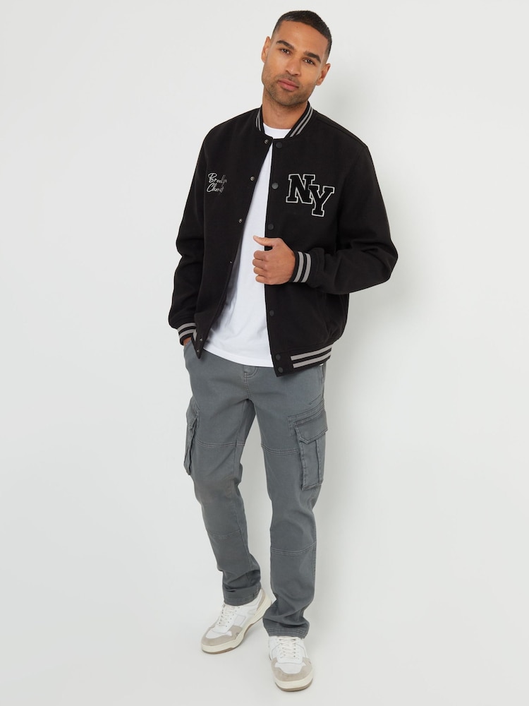 Threadbare Black Varsity Bomber Jacket - Image 4 of 4