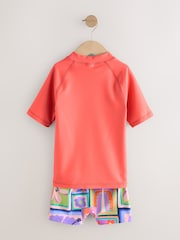 Purple Tropical Sunsafe Rash Vest And Shorts Set (3-16yrs) - Image 2 of 5