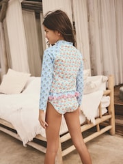 Impression Florale Bleue - Ensemble de gilet lycra à manches longues (3-16ans) - Image 4 of 8