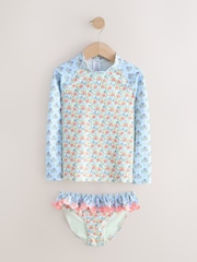 Impression Florale Bleue - Ensemble de gilet lycra à manches longues (3-16ans) - Image 6 of 8