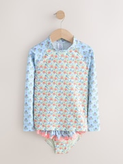 Impression Florale Bleue - Ensemble de gilet lycra à manches longues (3-16ans) - Image 7 of 8