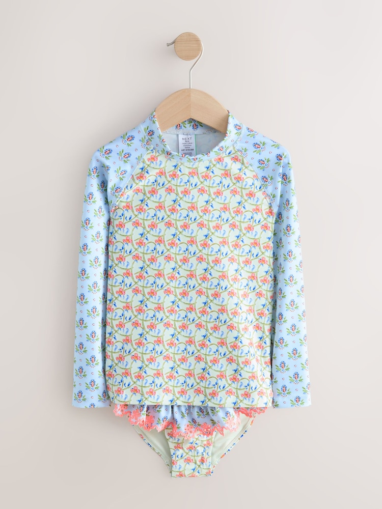 Impression Florale Bleue - Ensemble de gilet lycra à manches longues (3-16ans) - Image 7 of 8