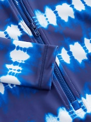 Blue/White Tie Dye Long Sleeved Swimsuit (3-16yrs) - Image 10 of 12