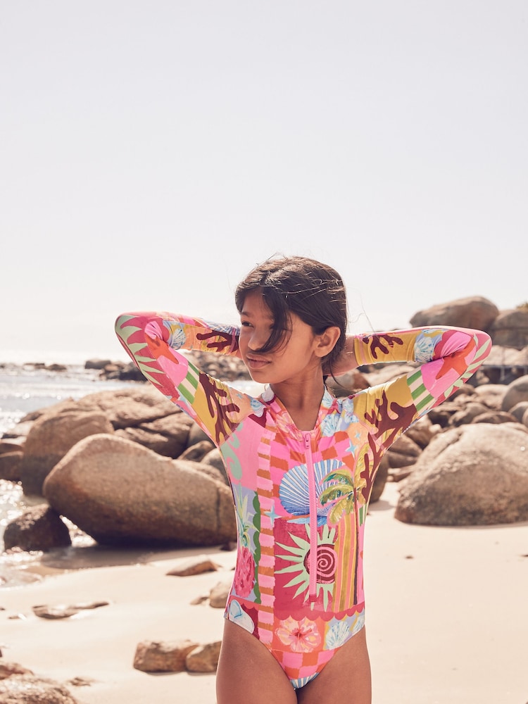 Pink Multi Long Sleeved Swimsuit (3-16yrs) - Image 1 of 8