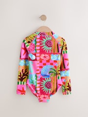 Pink Multi Long Sleeved Swimsuit (3-16yrs) - Image 6 of 8