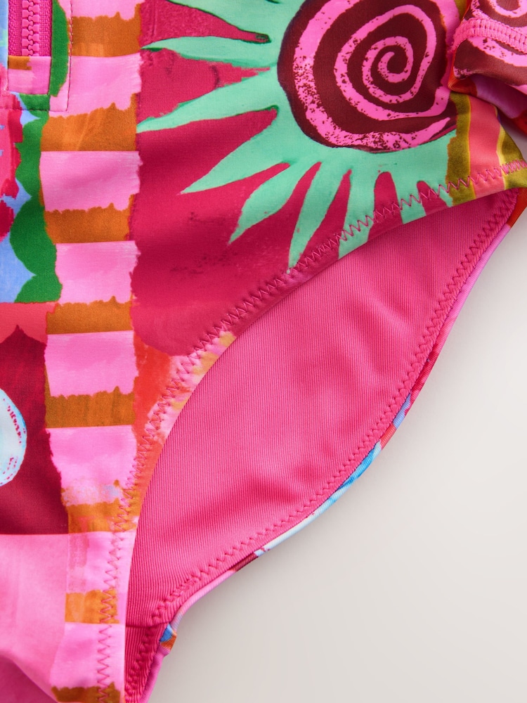 Pink Multi Long Sleeved Swimsuit (3-16yrs) - Image 8 of 8