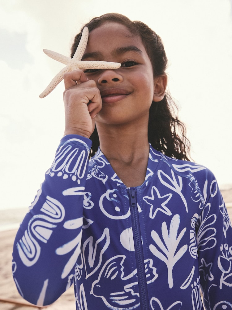 Blue/White Long Sleeved Swimsuit (3mths-16yrs) - Image 2 of 8