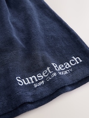 Navy Blue Slogan Towelling Beach Co-Ord Hoodie And Shorts Set (3-16yrs) - Image 9 of 9