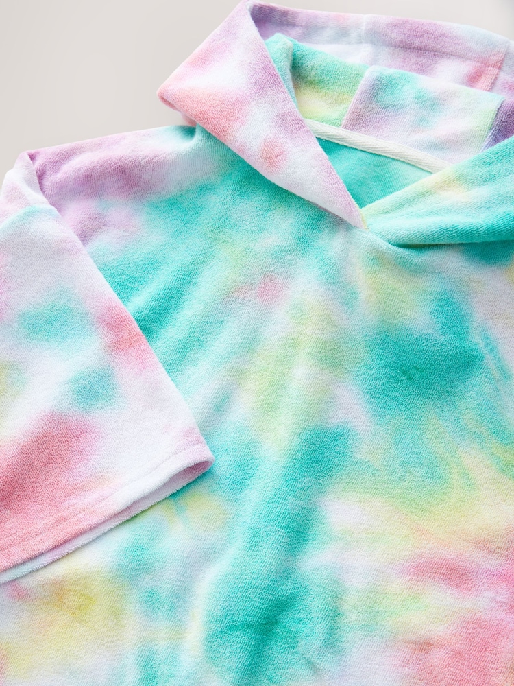 Rainbow Tie-Dye Towelling Beach Co-Ord Hoodie And Shorts Set (3-16yrs) - Image 7 of 8