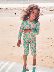 Fleur verte/rose - Maillot de bain longue jambe Sunsafe (3mths-8yrs) - Image 1 of 7