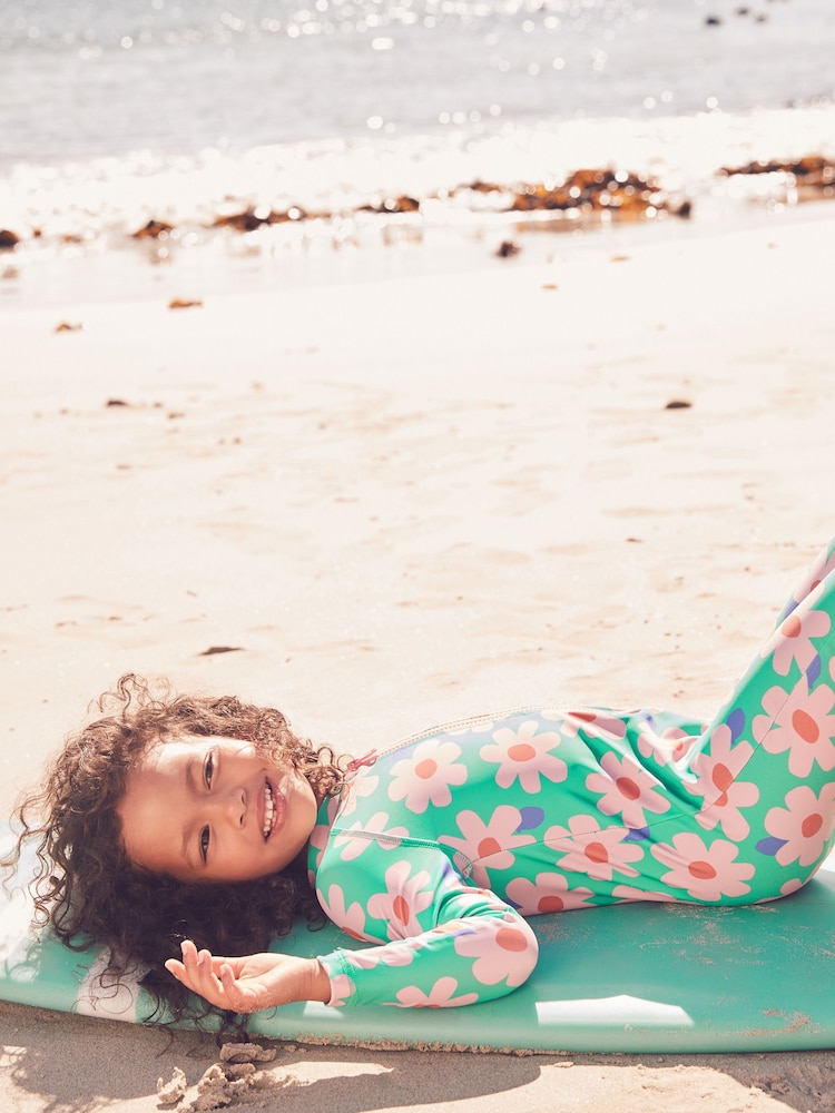 Fleur verte/rose - Maillot de bain longue jambe Sunsafe (3mths-8yrs) - Image 4 of 7