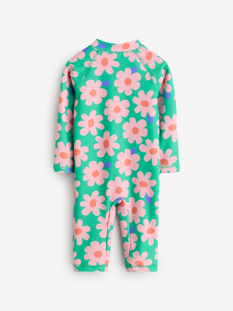 Fleur verte/rose - Maillot de bain longue jambe Sunsafe (3mths-8yrs) - Image 6 of 7