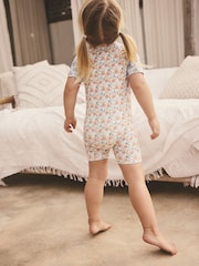 Blue/Pink Floral Frill Sleeve Sunsafe Swimsuit (3mths-10yrs) - Image 2 of 8