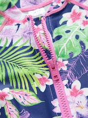 Marine/Violet Tropical - Maillot de bain longue jambe Sunsafe (3mths-8yrs) - Image 8 of 8