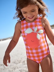 Purple/Orange Check Swimsuit (3mths-7yrs) - Image 1 of 3