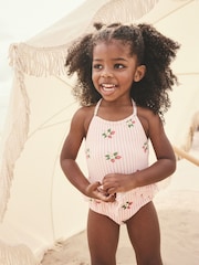 Pink Strawberry Halter Neck Peplum Swimsuit (3mths-7yrs) - Image 1 of 10