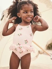 Pink Strawberry Halter Neck Peplum Swimsuit (3mths-7yrs) - Image 3 of 10